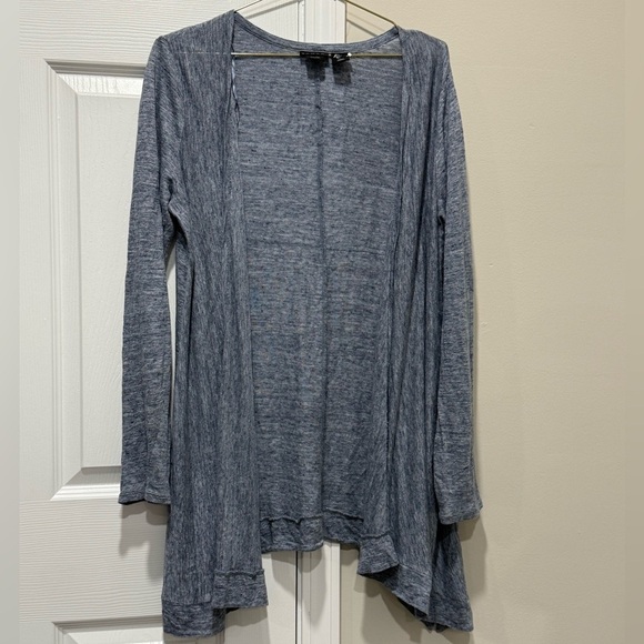 Tahari 100% Linen Open Front Longline Cardigan. Size Large Blue Slate - Picture 1 of 3